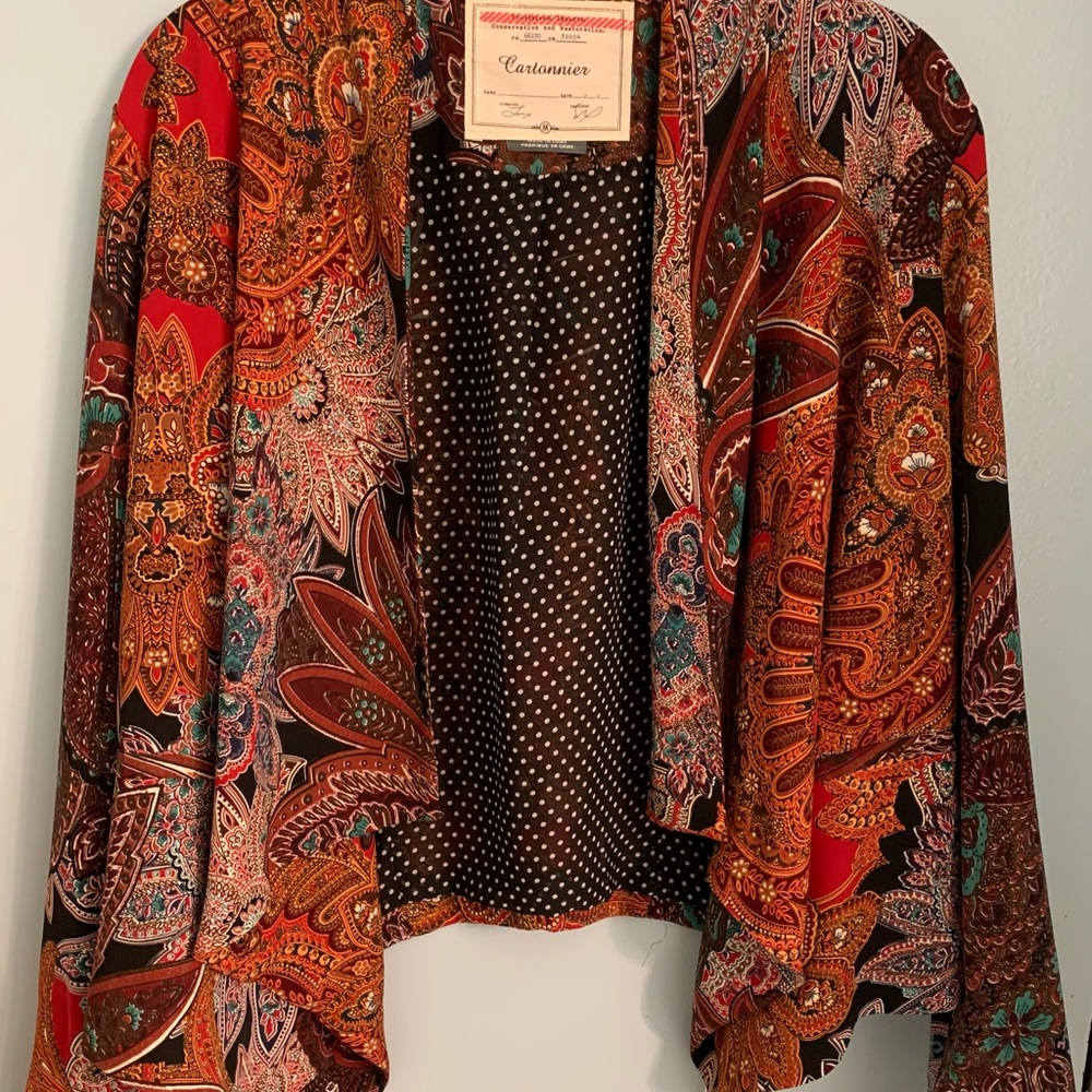 Cartonnier red paisley jacket. Sz M